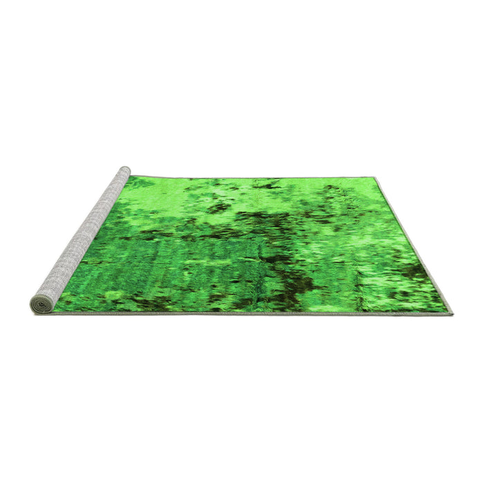Sideview of Machine Washable Abstract Green Modern Area Rugs, wshabs2557grn