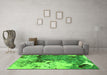 Machine Washable Abstract Green Modern Area Rugs in a Living Room,, wshabs2557grn