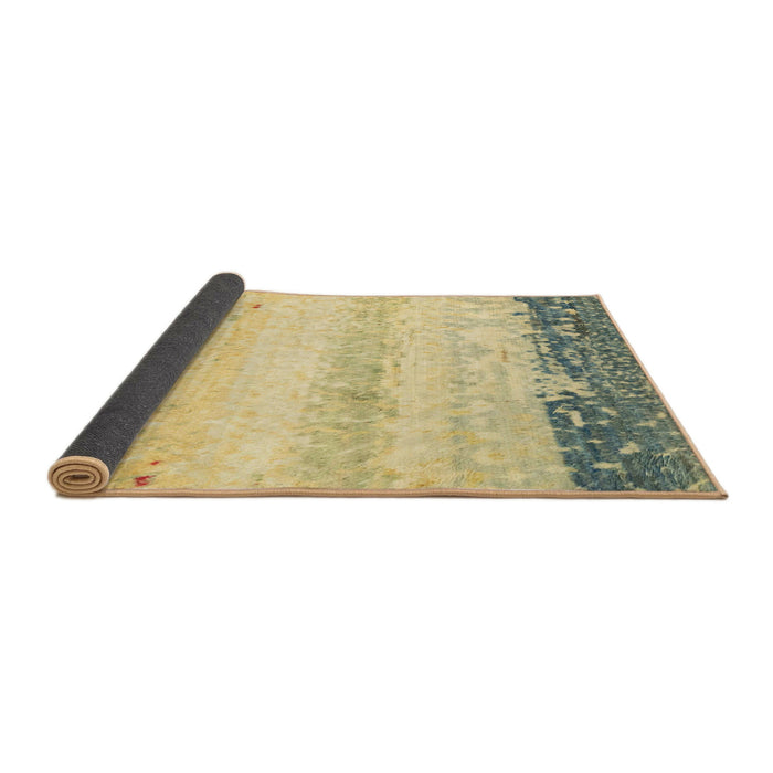 Sideview of Abstract Mustard Yellow Modern Rug, abs2558