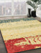 Machine Washable Abstract Mustard Yellow Rug in a Family Room, wshabs2558