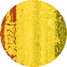 Round Abstract Yellow Modern Rug, abs2558yw