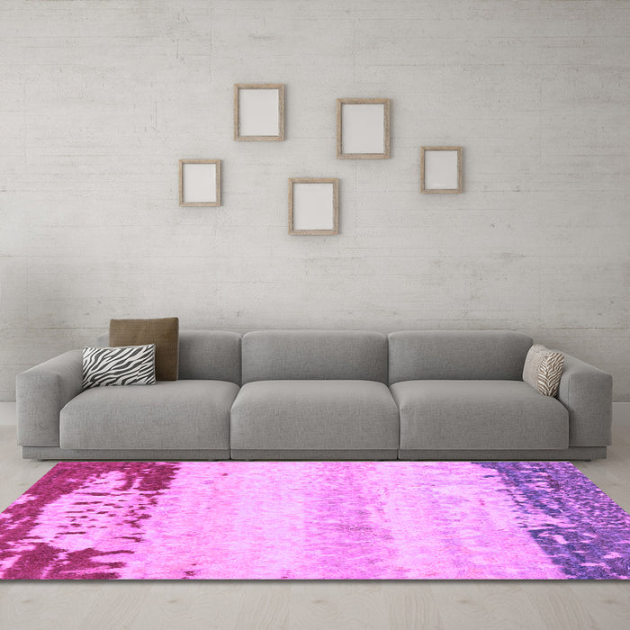 Machine Washable Abstract Purple Modern Area Rugs in a Living Room, wshabs2558pur