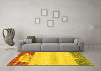 Machine Washable Abstract Yellow Modern Rug, wshabs2558yw