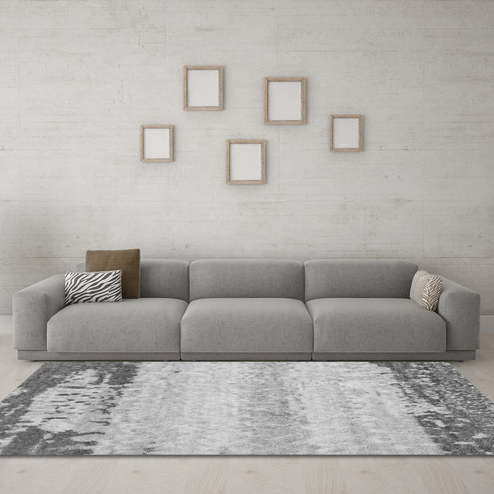 Machine Washable Abstract Gray Modern Rug in a Living Room,, wshabs2558gry