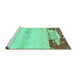 Sideview of Machine Washable Abstract Turquoise Modern Area Rugs, wshabs2558turq