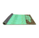 Sideview of Abstract Turquoise Modern Rug, abs2558turq