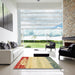 Square Abstract Mustard Yellow Modern Rug in a Living Room, abs2558