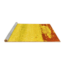 Sideview of Machine Washable Abstract Yellow Modern Rug, wshabs2558yw