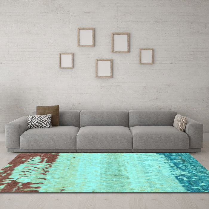 Machine Washable Abstract Light Blue Modern Rug in a Living Room, wshabs2558lblu