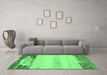 Machine Washable Abstract Emerald Green Modern Area Rugs in a Living Room,, wshabs2558emgrn