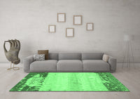 Machine Washable Abstract Emerald Green Modern Rug, wshabs2558emgrn