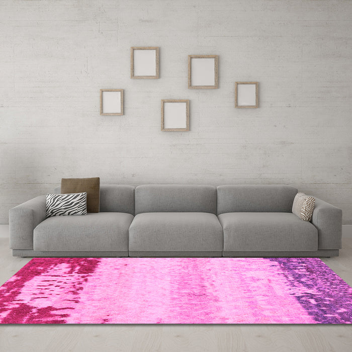 Machine Washable Abstract Pink Modern Rug in a Living Room, wshabs2558pnk