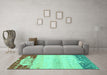 Machine Washable Abstract Turquoise Modern Area Rugs in a Living Room,, wshabs2558turq