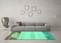 Machine Washable Abstract Turquoise Modern Rug, wshabs2558turq