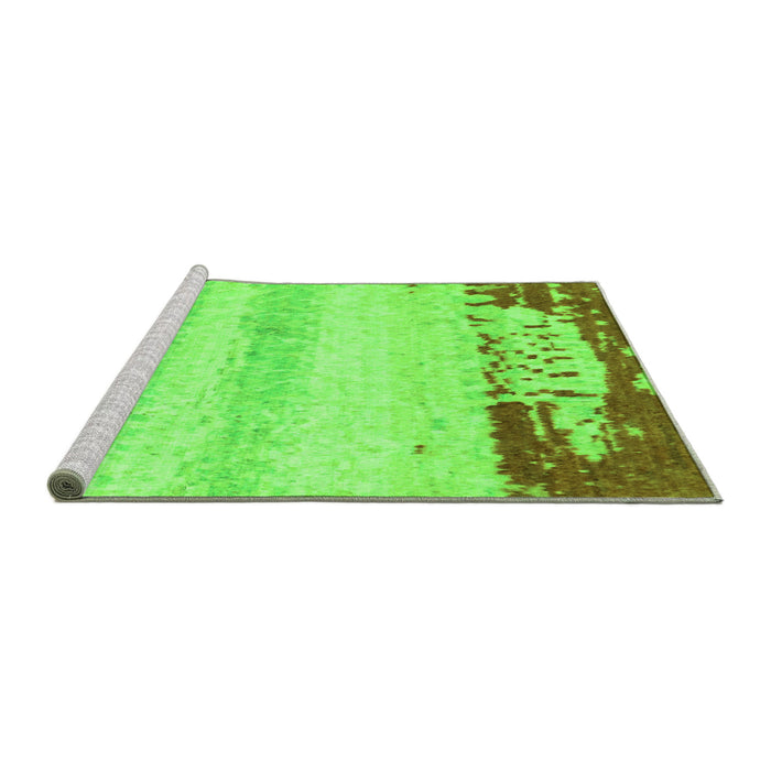 Sideview of Machine Washable Abstract Green Modern Area Rugs, wshabs2558grn