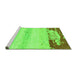 Sideview of Machine Washable Abstract Green Modern Area Rugs, wshabs2558grn