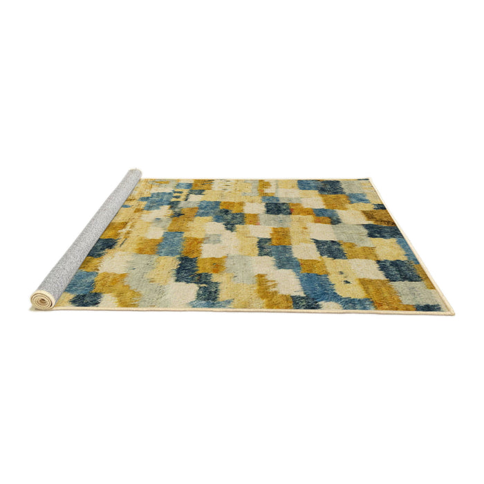 Sideview of Machine Washable Abstract Dark Almond Brown Rug, wshabs2559