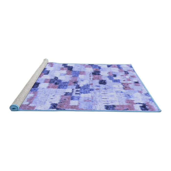 Sideview of Machine Washable Abstract Blue Modern Rug, wshabs2559blu