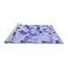 Sideview of Machine Washable Abstract Blue Modern Rug, wshabs2559blu