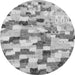 Round Abstract Gray Modern Rug, abs2559gry