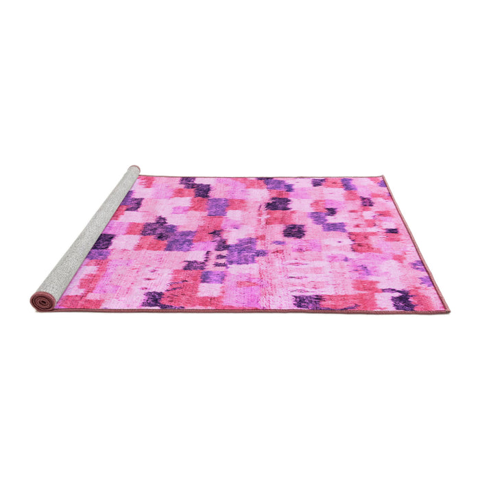 Sideview of Machine Washable Abstract Pink Modern Rug, wshabs2559pnk