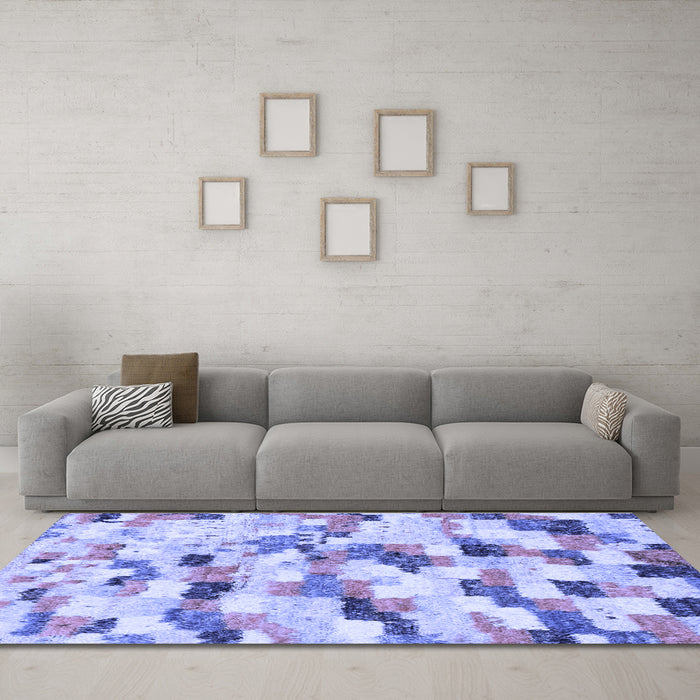 Machine Washable Abstract Blue Modern Rug in a Living Room, wshabs2559blu