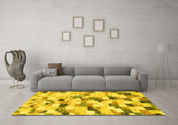 Machine Washable Abstract Yellow Modern Rug, wshabs2559yw