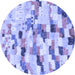 Round Machine Washable Abstract Blue Modern Rug, wshabs2559blu