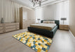 Abstract Dark Almond Brown Modern Rug in a Bedroom, abs2559