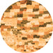 Round Abstract Orange Modern Rug, abs2559org