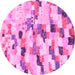 Round Machine Washable Abstract Pink Modern Rug, wshabs2559pnk