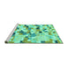 Sideview of Machine Washable Abstract Turquoise Modern Area Rugs, wshabs2559turq