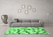 Machine Washable Abstract Emerald Green Modern Area Rugs in a Living Room,, wshabs2559emgrn