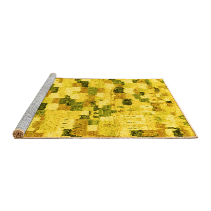 Sideview of Machine Washable Abstract Yellow Modern Rug, wshabs2559yw
