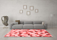 Machine Washable Abstract Red Modern Rug, wshabs2559red