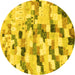 Round Abstract Yellow Modern Rug, abs2559yw