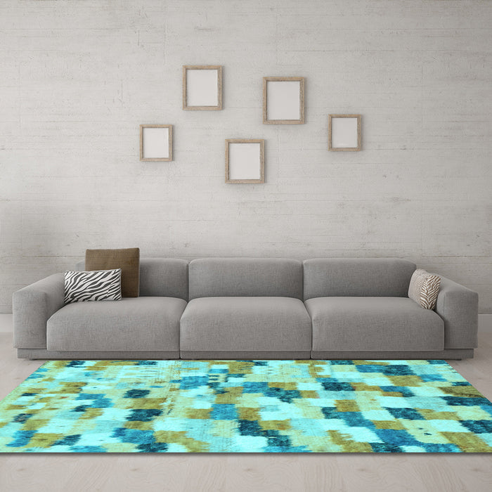 Machine Washable Abstract Light Blue Modern Rug in a Living Room, wshabs2559lblu