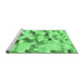 Sideview of Machine Washable Abstract Emerald Green Modern Area Rugs, wshabs2559emgrn