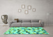 Machine Washable Abstract Turquoise Modern Area Rugs in a Living Room,, wshabs2559turq