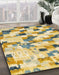 Machine Washable Abstract Dark Almond Brown Rug in a Family Room, wshabs2559