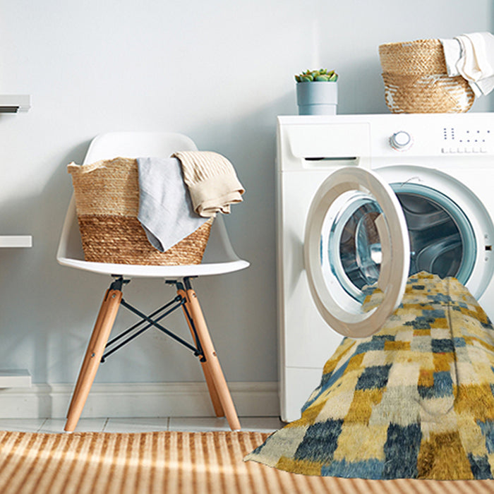 Machine Washable Abstract Dark Almond Brown Rug in a Washing Machine, wshabs2559