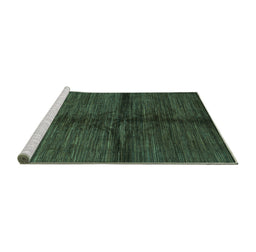 Sideview of Machine Washable Abstract Turquoise Modern Area Rugs, wshabs255turq