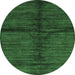 Round Abstract Emerald Green Modern Rug, abs255emgrn