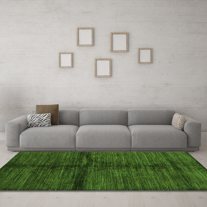 Machine Washable Abstract Green Modern Area Rugs in a Living Room,, wshabs255grn
