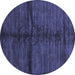 Round Machine Washable Abstract Blue Modern Rug, wshabs255blu