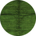 Round Machine Washable Abstract Green Modern Area Rugs, wshabs255grn