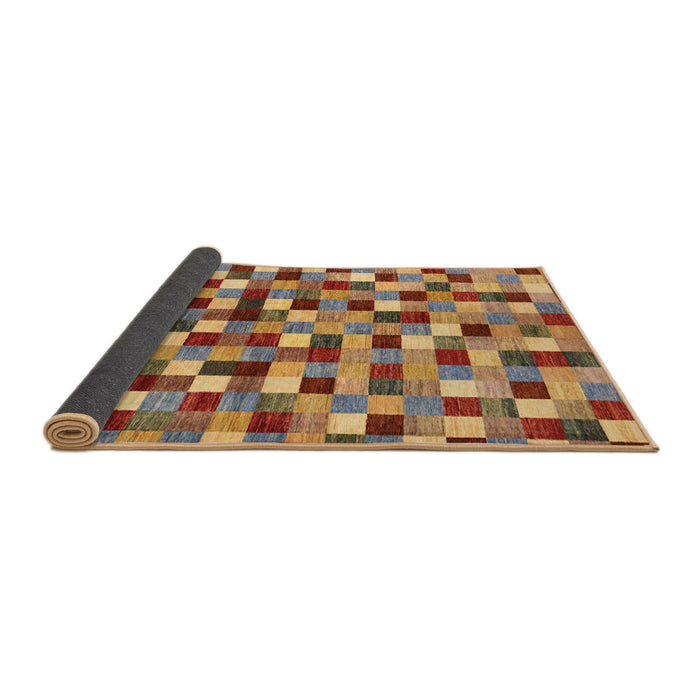 Sideview of Abstract Metallic Gold Checkered Rug, abs256