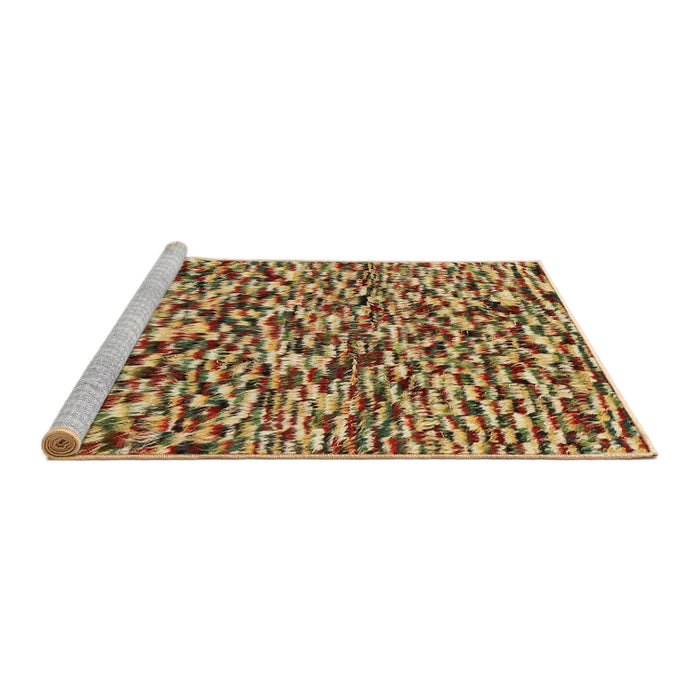 Sideview of Machine Washable Abstract Saddle Brown Rug, wshabs2560