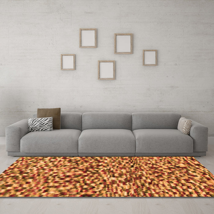 Machine Washable Abstract Orange Modern Area Rugs in a Living Room, wshabs2560org