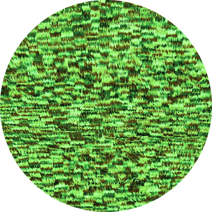 Round Machine Washable Abstract Green Modern Area Rugs, wshabs2560grn